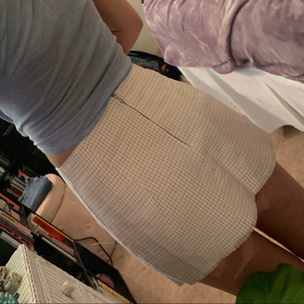 Vintage Plaid Pink Grey Trendy Y2K Cut-Off Mini Skirt XS - Picture 7 of 10